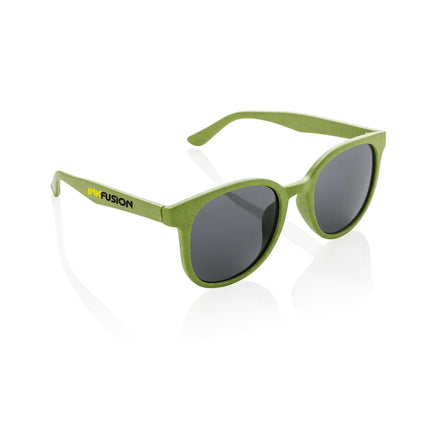 Wheat straw fibre outdoor sunglasses from XD Collection with round frames and tinted lenses.