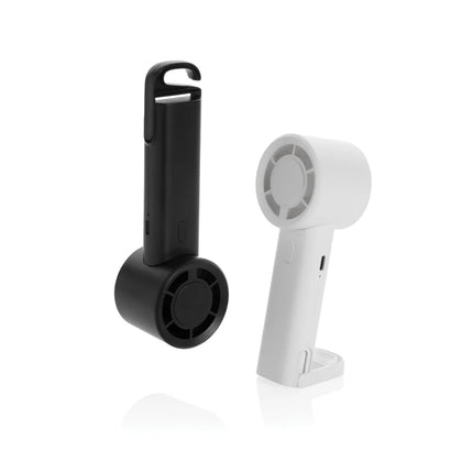 XD Collection Twist RCS recycled plastic portable fan with rechargeable battery