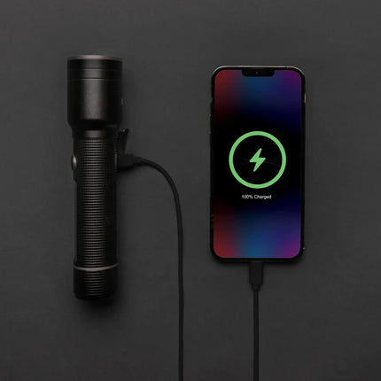 RCS recycled aluminum USB-rechargeable heavy duty torch - Custom Wood Designs