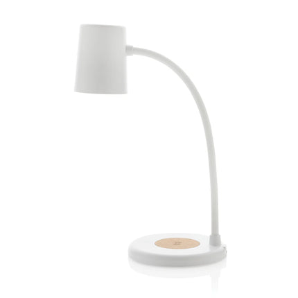 XD Collection Zenara RCS recycled plastic and cork 15W wireless desk lamp for phone and tablet accessories
