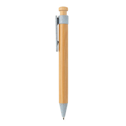  a stylish writing instrument made of eco-friendly bamboo and wheatstraw material.
