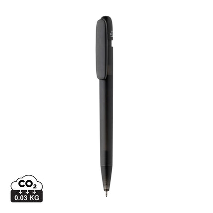  a transparent writing instrument with a sleek design and smooth ink flow.