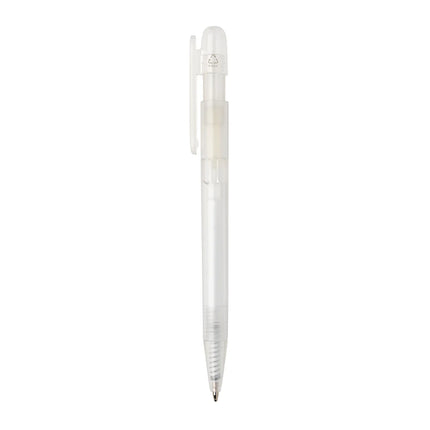  showcasing a sleek writing instrument with clear barrel and black grip.