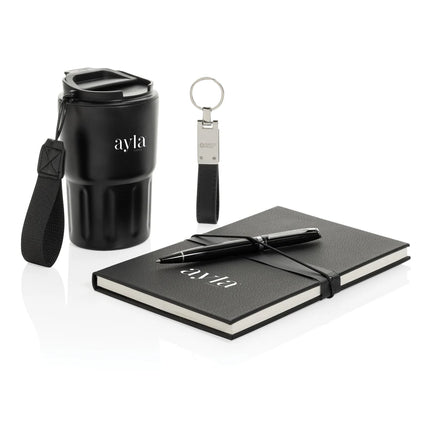  includes a stylish portfolio and matching tumbler for professionals.
