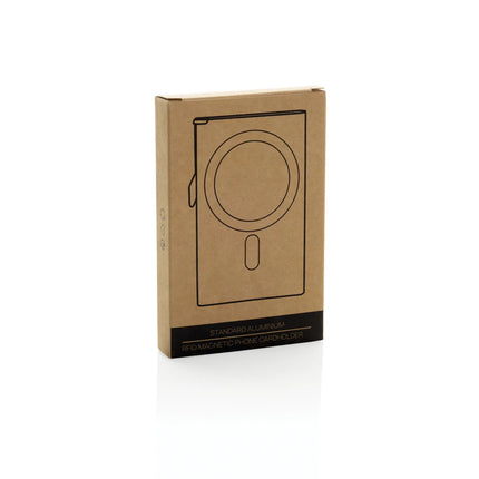 XD Collection aluminum RFID magnetic phone cardholder attached to a bag