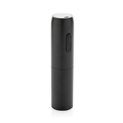  sleek black design with stainless steel accents.