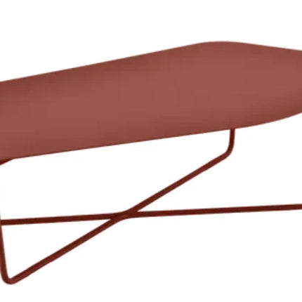 Blue Ultrasofa metal low table by Fermob with a sleek rectangular design