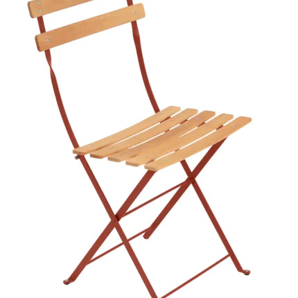 Black Cherry Fermob Bistro Natural folding chair with wood seat and metal frame