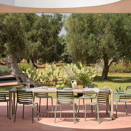 Nardi Tevere 210 extendable outdoor table regeneration polypropylene resin slatted design outdoor patio