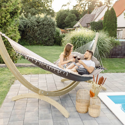 XXL Padded Double Hammock & Olymp Wooden Stand Set – photo 2