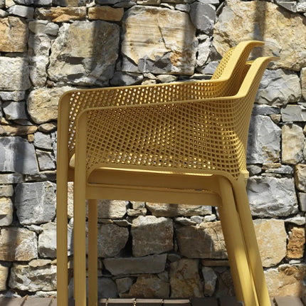 Nardi Net Chair in Senape – perforated outdoor armchair in mustard yellow