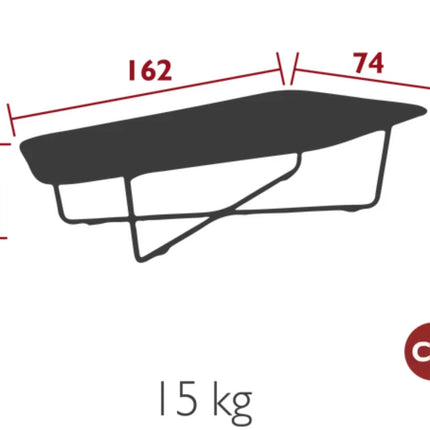 Fermob Ultrasofa low metal table measuring 162x74 cm