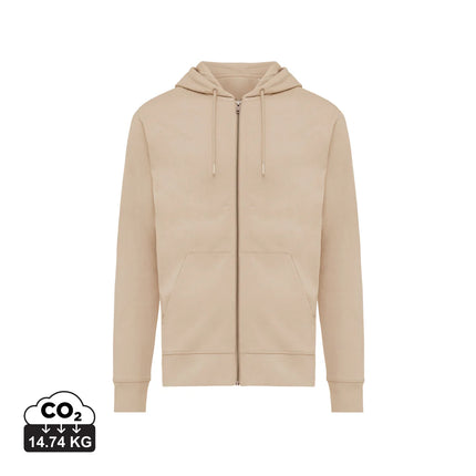 Iqoniq Abisk recycled cotton zip hoodie, casual textile with front zipper and hood, in a comfortable, eco-friendly design.