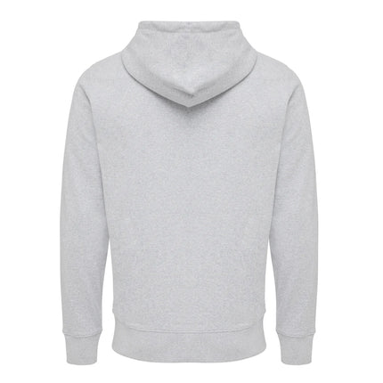 Iqoniq Abisk recycled cotton zip hoodie, close-up of the textile fabric and front zipper detail.