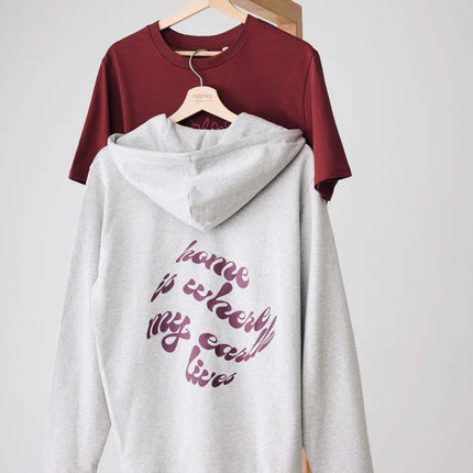 Recycled cotton zip hoodie by iqoniq featuring a casual fit, front zipper, and eco-friendly textile material.