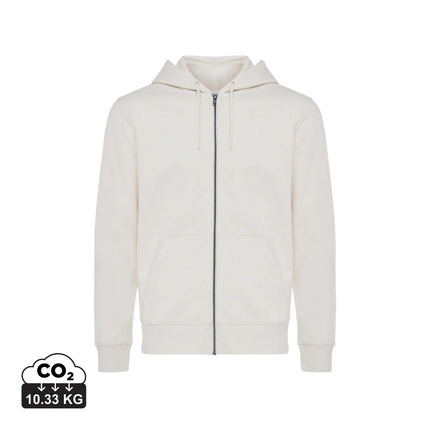 Recycled cotton zip-through hoodie by iqoniq, featuring a comfortable textile design in a stylish casual look.