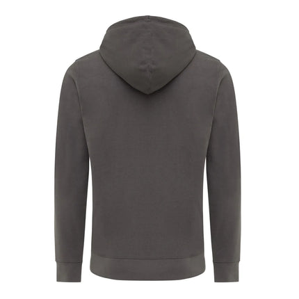 Iqoniq Abisk recycled cotton zip hoodie, textile with front zipper and hood, showcasing eco-friendly design and soft fabric.