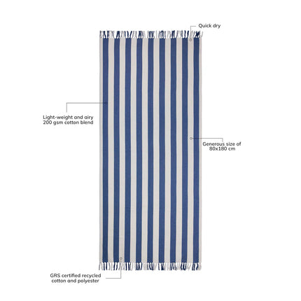 Ornos GRS recycled cotton hammam towel - Custom Wood Designs