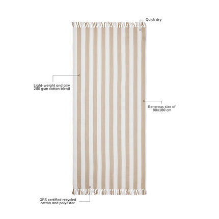 Ornos GRS recycled cotton hammam towel - Custom Wood Designs