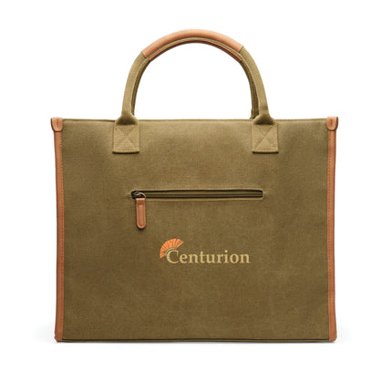 Bosler RCS recycled canvas office tote - Custom Wood Designs