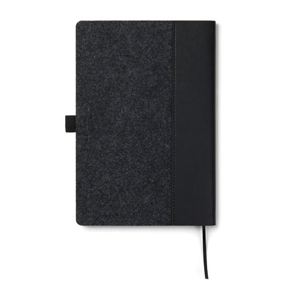 Vinga Albon GRS recycled felt A5 notebook with integrated pen holder and mélange exterior, ideal for stylish note-taking.
