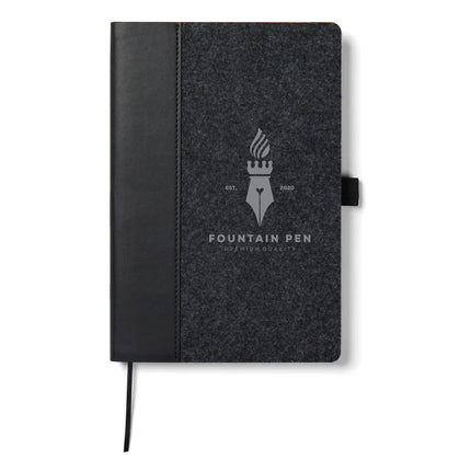 Vinga Albon GRS recycled felt A5 notebook with integrated pen holder and mélange exterior for stylish note-taking.