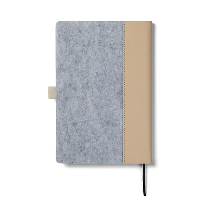 Vinga Albon GRS recycled felt A5 notebook with integrated pen holder and mélange exterior, ideal for eco-friendly note-taking.