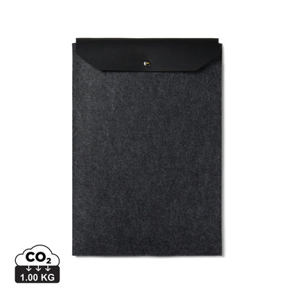 Vinga Albo GRS recycled felt 17-inch laptop sleeve with PU flap and melange finish, designed for bags and travel.