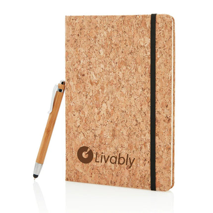 A5 notebook with bamboo pen including stylus - hospitality
