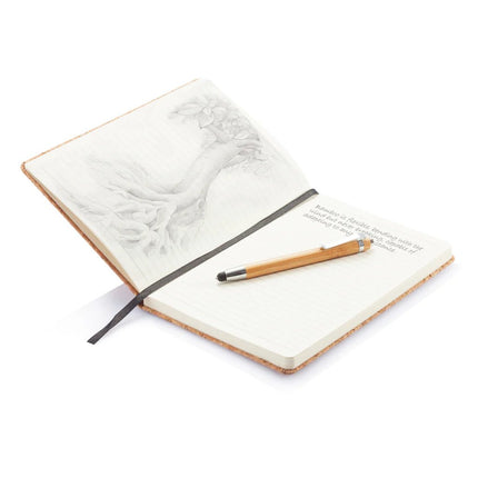 A5 notebook with bamboo pen including stylus - hospitality
