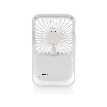 Aervina RCS recycled plastic re-chargeable desk fan - hospitality