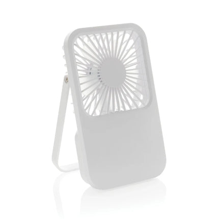 Aervina RCS recycled plastic re-chargeable desk fan - hospitality