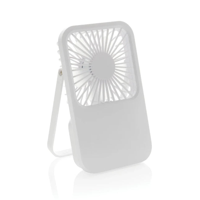 Aervina RCS recycled plastic re-chargeable desk fan - hospitality