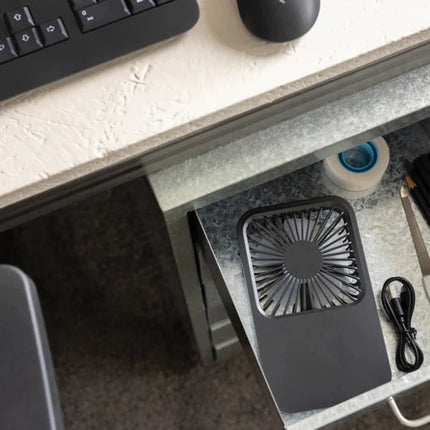 Aervina RCS recycled plastic re-chargeable desk fan - hospitality
