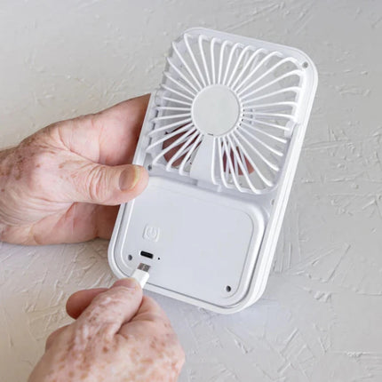 Aervina RCS recycled plastic re-chargeable desk fan - hospitality
