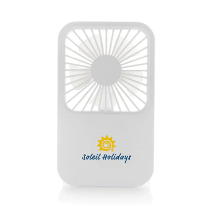 Aervina RCS recycled plastic re-chargeable desk fan - hospitality