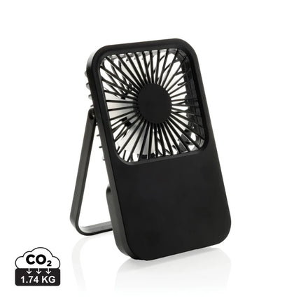Aervina RCS recycled plastic re-chargeable desk fan - hospitality