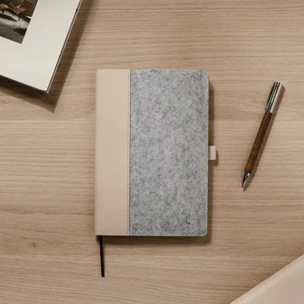 Albon GRS Recycled Felt Notebook A5 With Integrated Pen Holder And Mélange Exterior - hospitality
