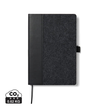 Albon GRS Recycled Felt Notebook A5 With Integrated Pen Holder And Mélange Exterior - hospitality