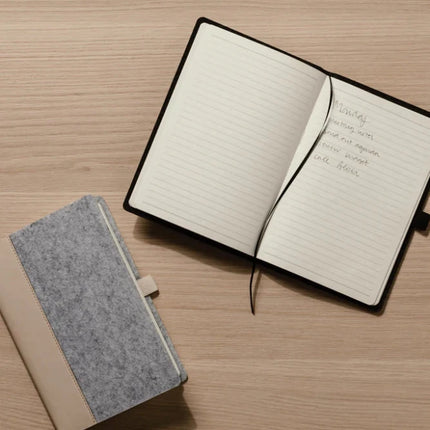 Albon GRS Recycled Felt Notebook A5 With Integrated Pen Holder And Mélange Exterior - hospitality