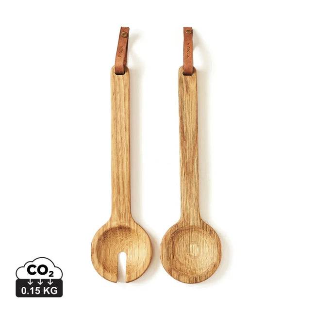 Alcam Oak Serving Cutlery Set In Fine PU Detail Exquisite Craftsmanship Alcam Collection - hospitality