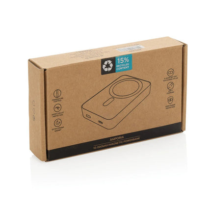 Amporia RCS recycled plastic 10.000mAh magnetic powerbank - hospitality