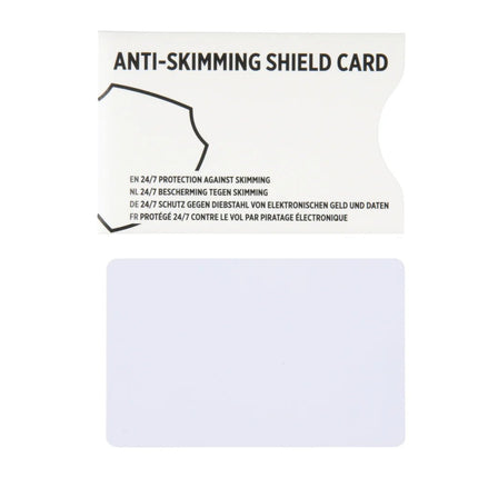 Anti-skimming RFID shield card with active jamming chip - hospitality