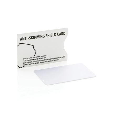 Anti-skimming RFID shield card with active jamming chip - hospitality