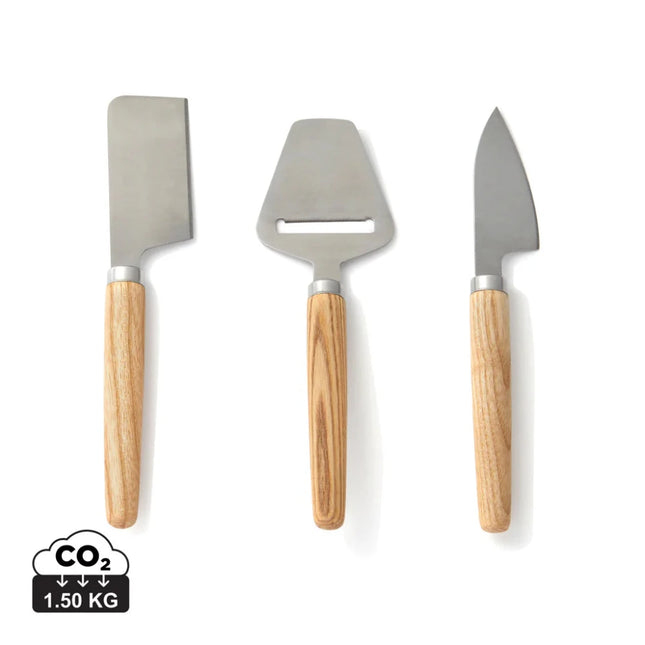 Ashwood Handled Cheese Knife Set From The Atelier Collection Stainless Steel Blades - hospitality