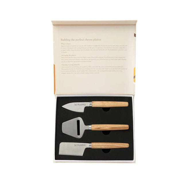 Ashwood Handled Cheese Knife Set From The Atelier Collection Stainless Steel Blades - hospitality