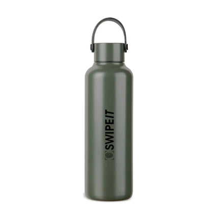 Baltimore Collection RCS Recycled Stainless Steel Vacuum Bottle 600 ML With Minimalist PU Handle And Black Accents - hospitality