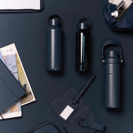 Baltimore Collection RCS Recycled Stainless Steel Vacuum Bottle 600 ML With Minimalist PU Handle And Black Accents - hospitality