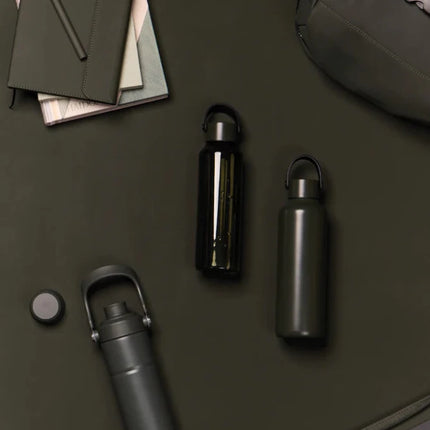 Baltimore Collection RCS Recycled Stainless Steel Vacuum Bottle 600 ML With Minimalist PU Handle And Black Accents - hospitality