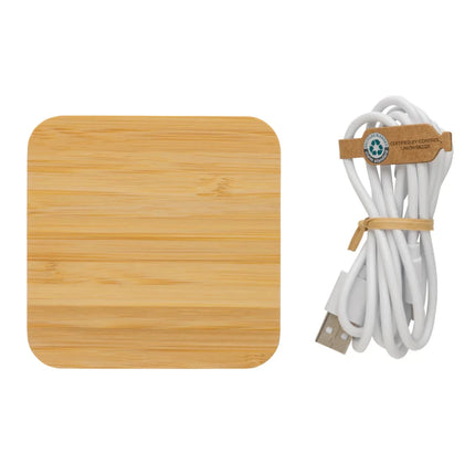 Bamboo 10W wireless charger with USB - hospitality